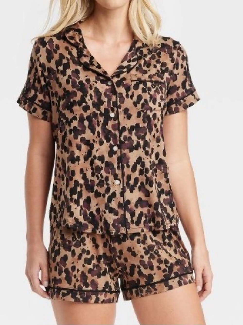 stars above Brown and Black Leopard Print pajama set size large